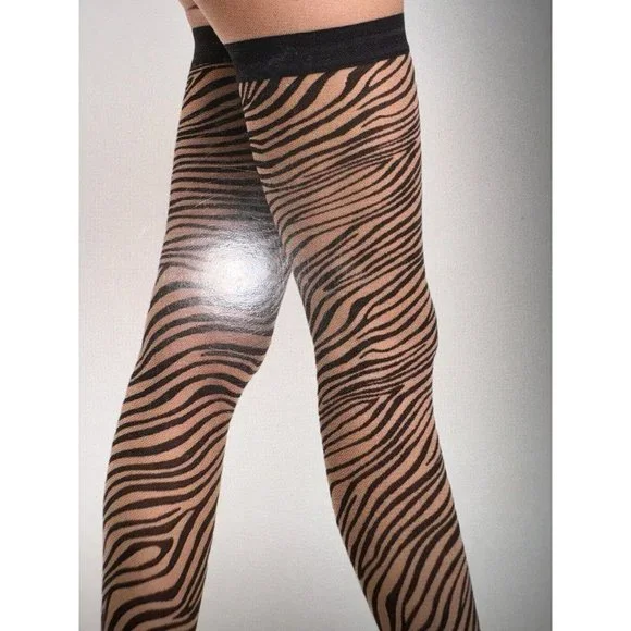 Wolford Zebra  Stay-ups  Color: Black / Black  Size: Medium 28152 - 09 - Picture 2 of 3